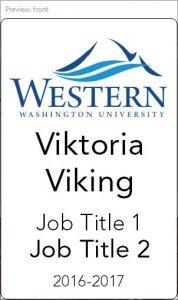 Sample nametag, with name, year and job title